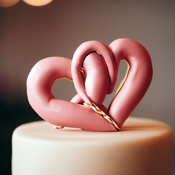 Hearts intertwined cake for engagement