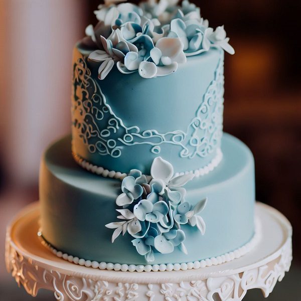 blue engagement cake