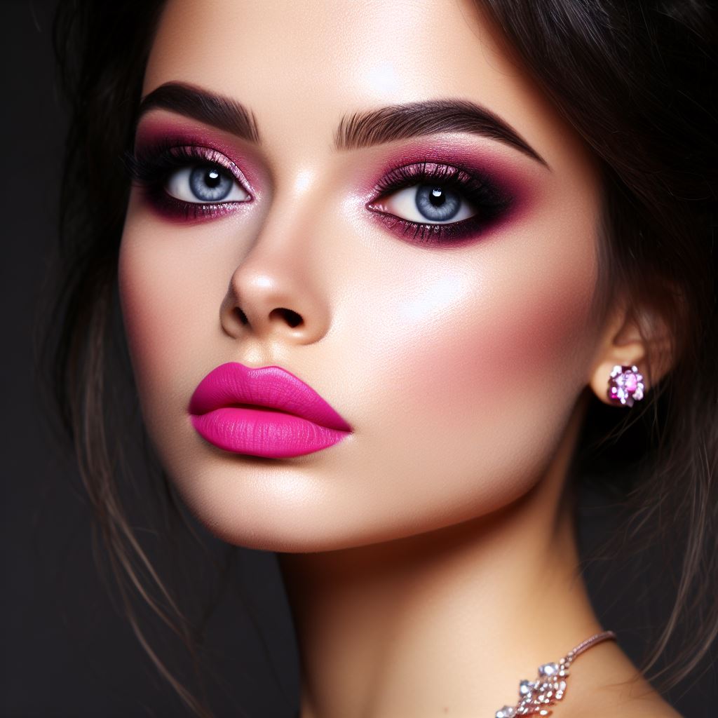 makeup on pink dress