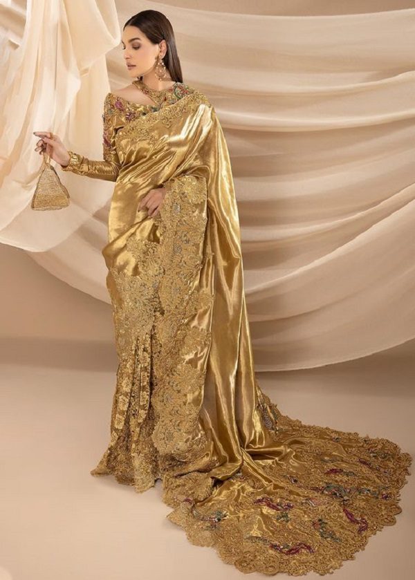 Golden Tissue Saree for wedding