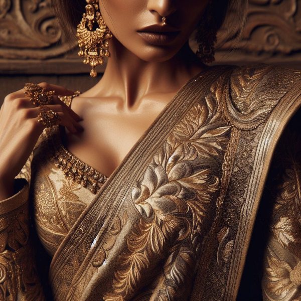 old gold saree for wedding
