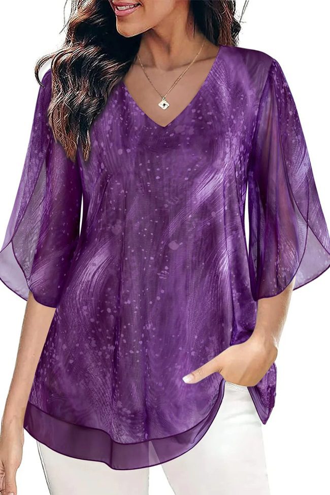 purple ruffle blouse