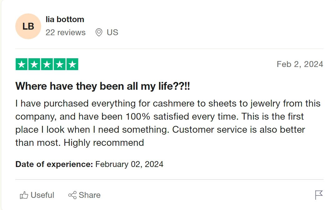 trustpilot customer reviews on quince clothing