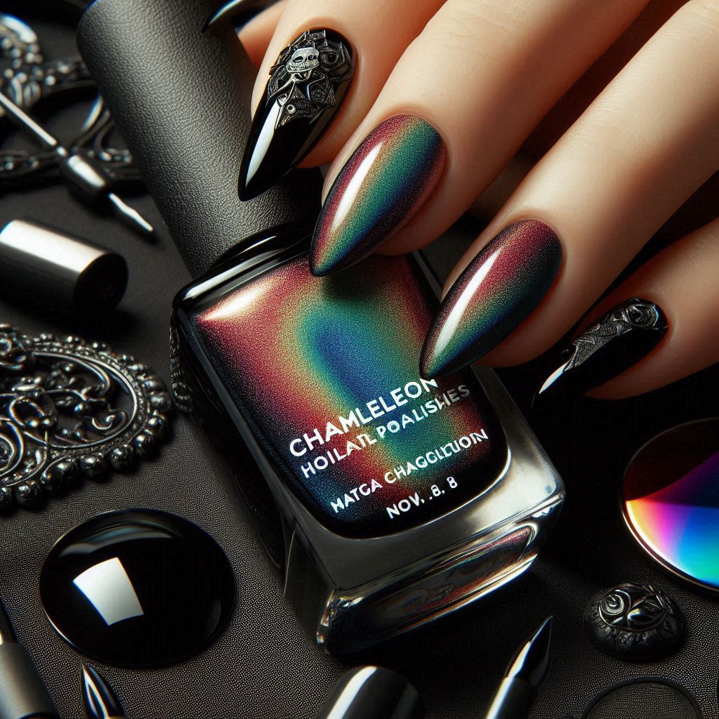 black holographic nails