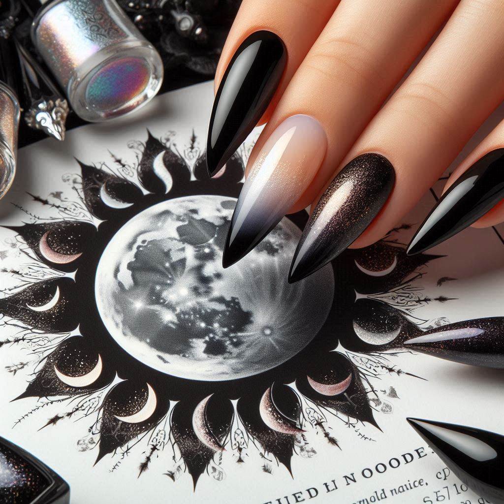 lunar eclipse gothic nail designs