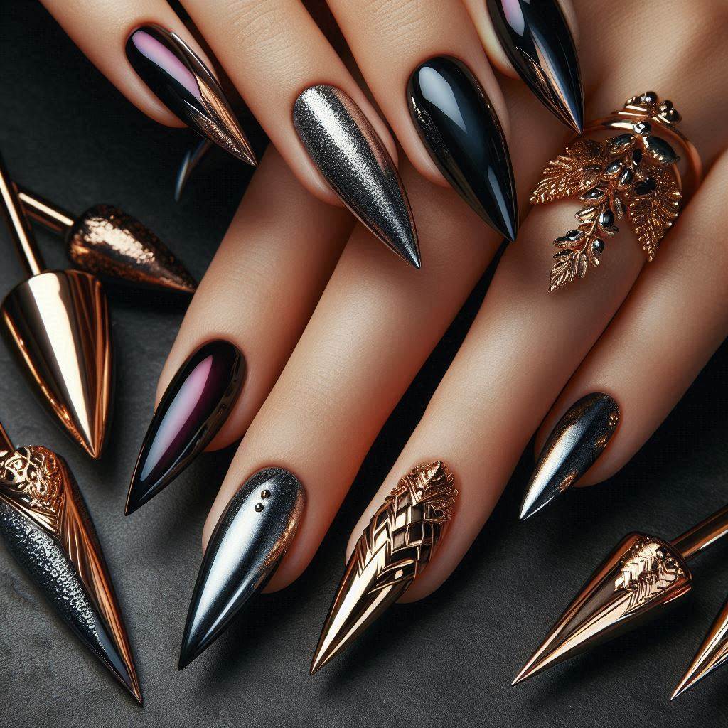 metallic and chrome nail designs