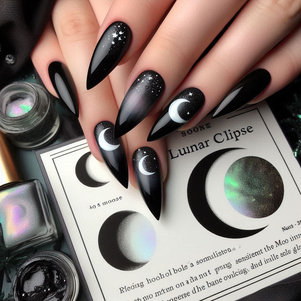 moon and star nail design