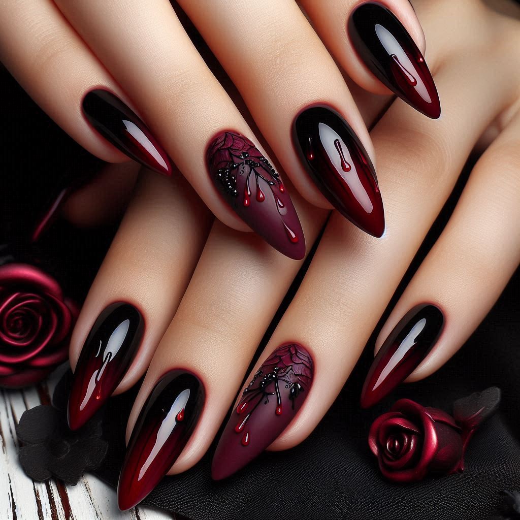 red black nail ideas